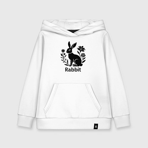Детская толстовка-худи Кролик среди цветов / Белый – фото 1