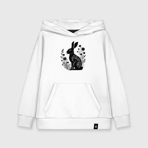 Детская толстовка-худи Цветочный заяц / Белый – фото 1