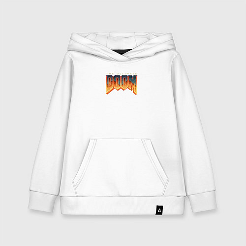 Детская толстовка-худи Doom ultimate logo / Белый – фото 1