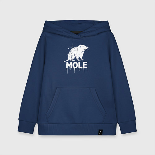 Детская толстовка-худи Крот в стиле белое граффити / Тёмно-синий – фото 1