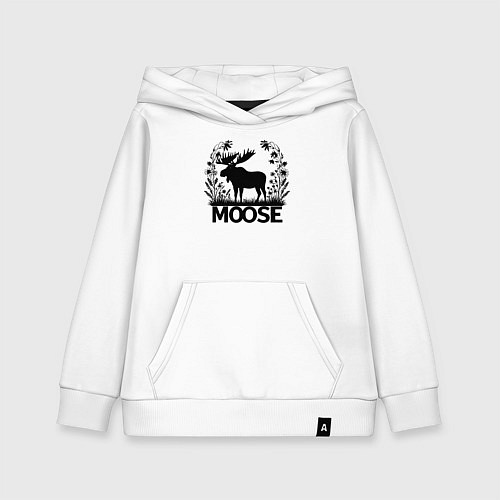 Детская толстовка-худи Лось среди цветов / Белый – фото 1
