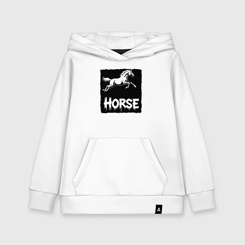 Детская толстовка-худи Лошадь в прыжке / Белый – фото 1
