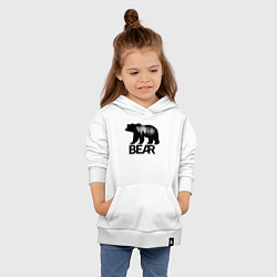 Толстовка детская хлопковая Черный медведь с полосами, цвет: белый — фото 2