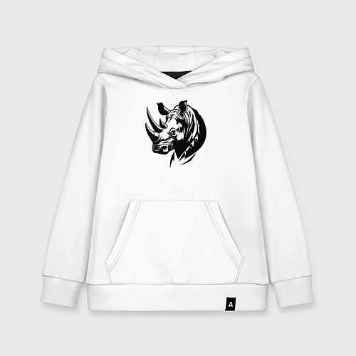 Детская толстовка-худи Черный носорог / Белый – фото 1