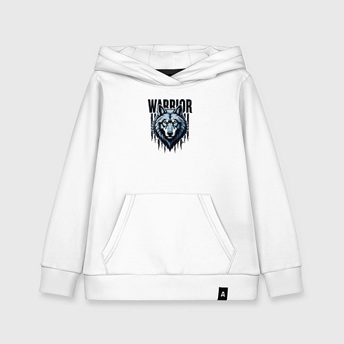 Детская толстовка-худи Волк воин / Белый – фото 1