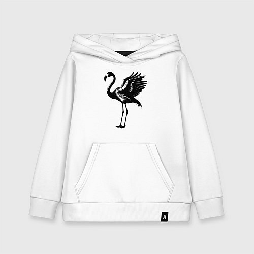 Детская толстовка-худи Черный фламинго с крыльями / Белый – фото 1