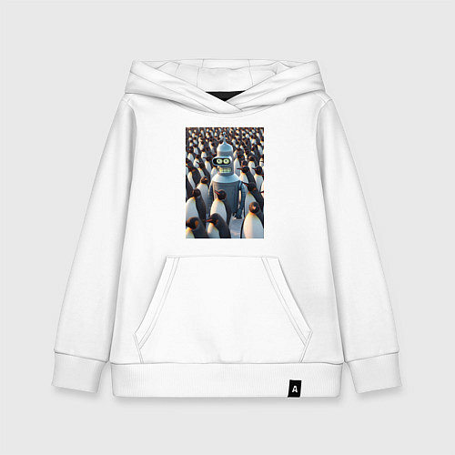 Детская толстовка-худи Bender bending robot among the penguins / Белый – фото 1