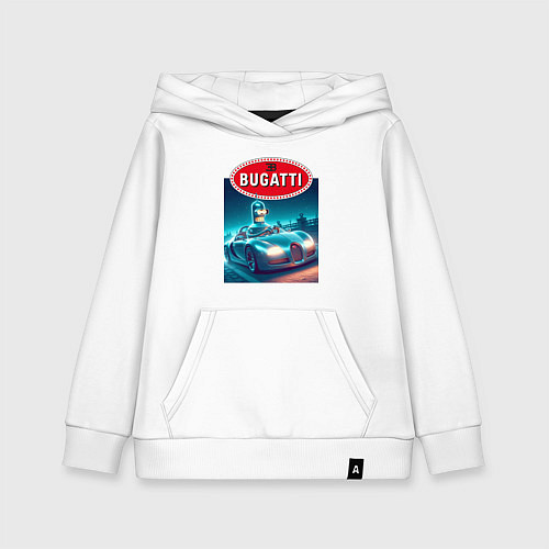 Детская толстовка-худи Бендер на Бугатти / Белый – фото 1