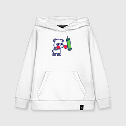 Толстовка детская хлопковая Панда боксёр, цвет: белый