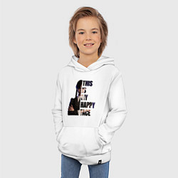 Толстовка детская хлопковая Уэнсдэй счастливое лицо, цвет: белый — фото 2
