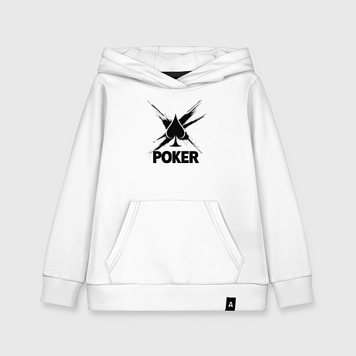 Детская толстовка-худи Покер пики с брызгами / Белый – фото 1