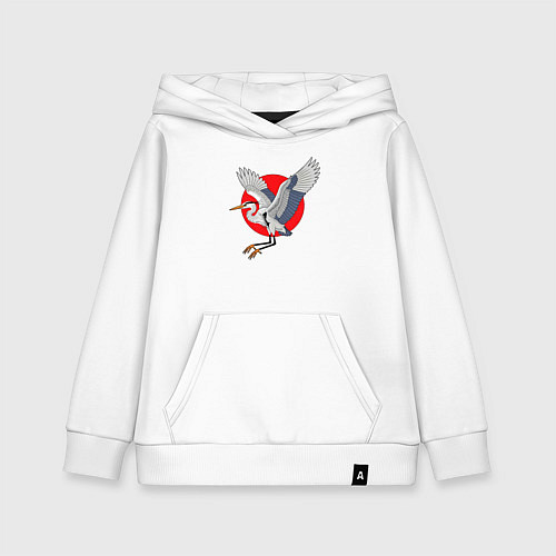 Детская толстовка-худи Цапля на закате / Белый – фото 1