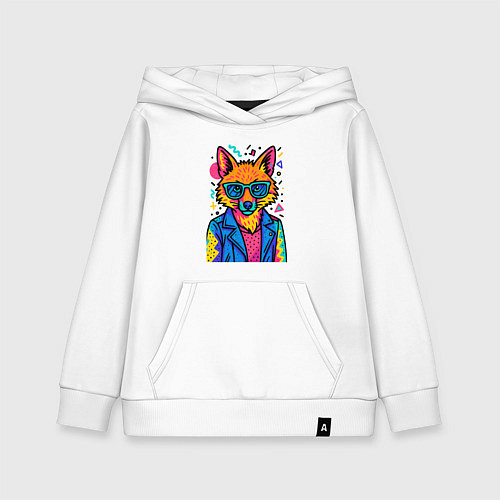 Детская толстовка-худи Лиса Pop Colors / Белый – фото 1