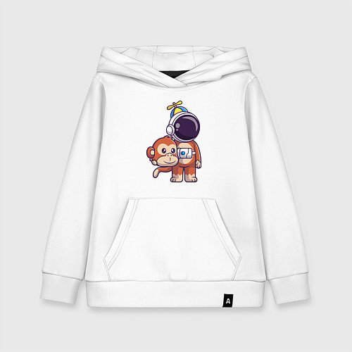 Детская толстовка-худи Космонавт в костюме обезьяны / Белый – фото 1