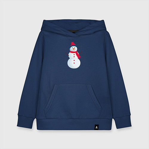 Детская толстовка-худи Веселый снеговик в шапке / Тёмно-синий – фото 1