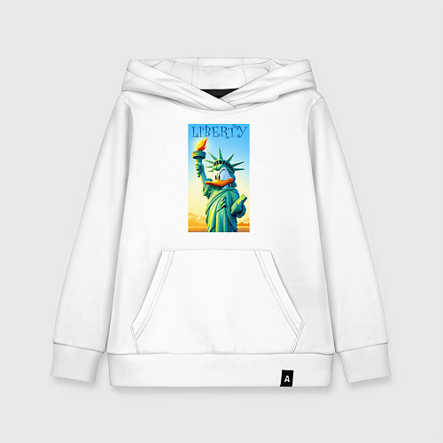 Детская толстовка-худи Статуя свободы - Дональд Дак / Белый – фото 1