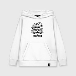 Толстовка детская хлопковая Хэллоуин, тыква и паук, цвет: белый