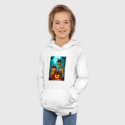 Толстовка детская хлопковая Rick and Morty with pumpkin - halloween night, цвет: белый — фото 2