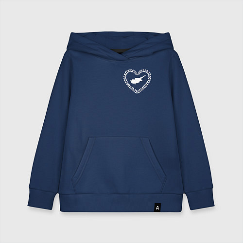 Детская толстовка-худи Кипр в сердечке монохром / Тёмно-синий – фото 1