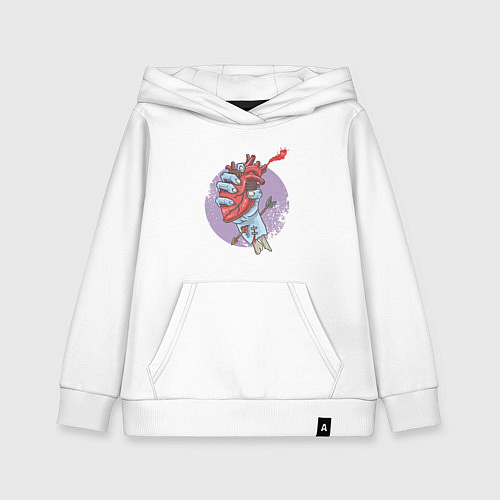 Детская толстовка-худи Сердце в руке зомби / Белый – фото 1
