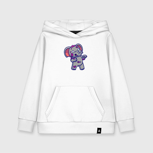 Детская толстовка-худи Слоник зомби / Белый – фото 1