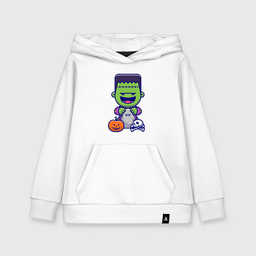 Детская толстовка-худи Забавный Франкенштейн / Белый – фото 1