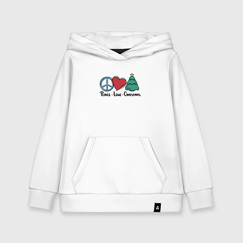 Детская толстовка-худи Мир, любовь, Рождество / Белый – фото 1
