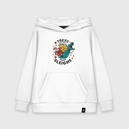 Детская толстовка-худи Санта на динозавре / Белый – фото 1