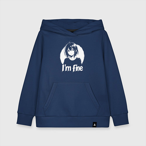 Детская толстовка-худи Я в порядке анимешница / Тёмно-синий – фото 1