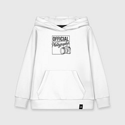 Толстовка детская хлопковая Официальный фотограф, цвет: белый