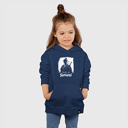 Толстовка детская хлопковая Портрет самурая, цвет: тёмно-синий — фото 2