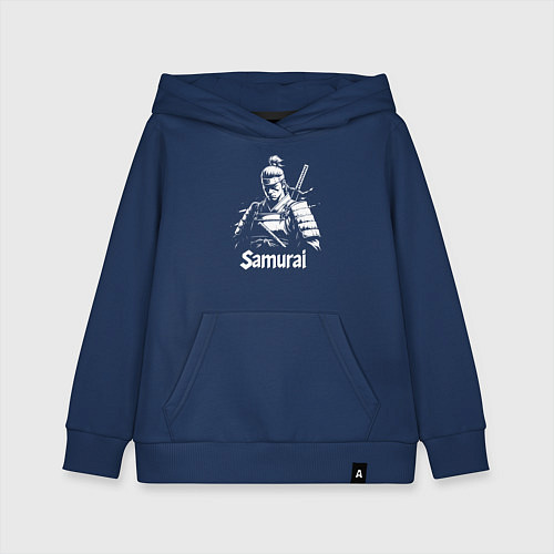 Детская толстовка-худи Белый самурай / Тёмно-синий – фото 1