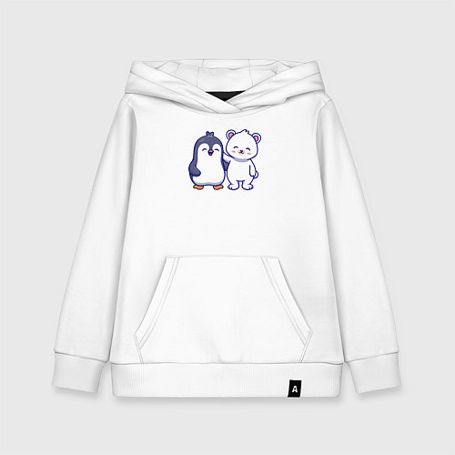 Детская толстовка-худи Пингвин и белый медведь / Белый – фото 1