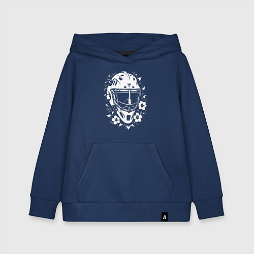 Детская толстовка-худи Шлем-маска в цветочном обрамлении / Тёмно-синий – фото 1