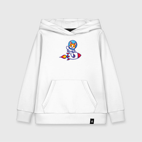 Детская толстовка-худи Собачка на ракете / Белый – фото 1