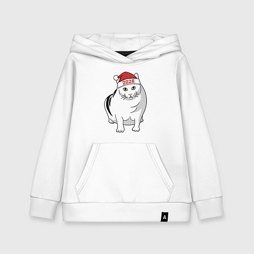 Детская толстовка-худи Мемный кот Бендер - 2026 / Белый – фото 1