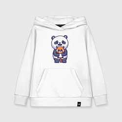 Толстовка детская хлопковая Две панды, цвет: белый