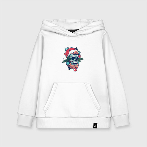 Детская толстовка-худи Череп санты / Белый – фото 1