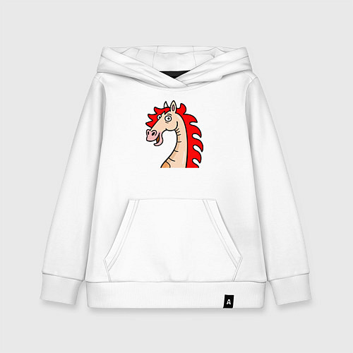 Детская толстовка-худи Лошадь с огненной гривой, символ года / Белый – фото 1