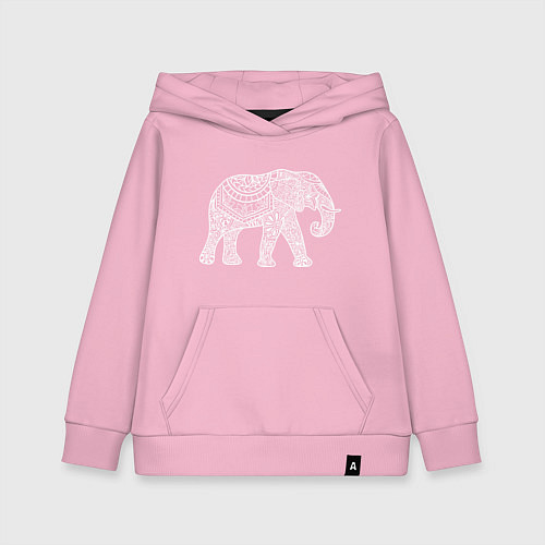 Детская толстовка-худи Расписной слон / Светло-розовый – фото 1