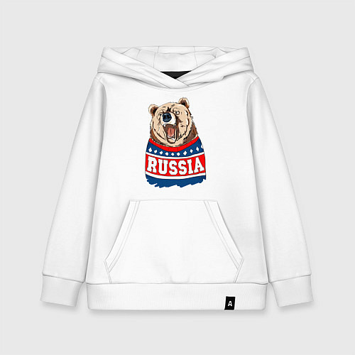 Детская толстовка-худи Made in Russia: медведь / Белый – фото 1