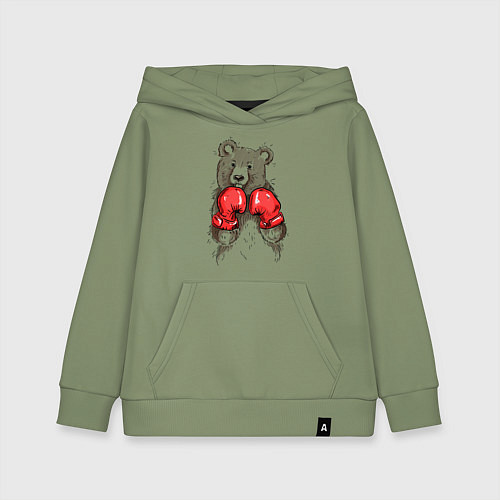 Детская толстовка-худи Bear Boxing / Авокадо – фото 1