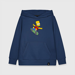 Толстовка детская хлопковая Барт на скейте, цвет: тёмно-синий