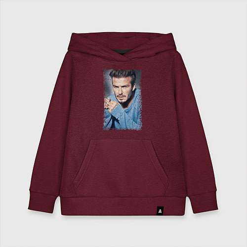 Детская толстовка-худи David Beckham: Portrait / Меланж-бордовый – фото 1