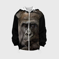 Куртка с капюшоном детская Глаза гориллы, цвет: 3D-белый