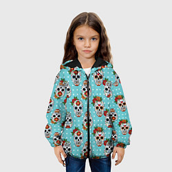 Куртка с капюшоном детская Узор Черепа Чикано, цвет: 3D-черный — фото 2