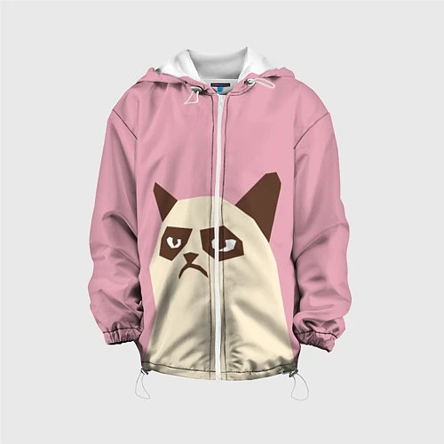 Детская куртка Grumpy cat pink / 3D-Белый – фото 1