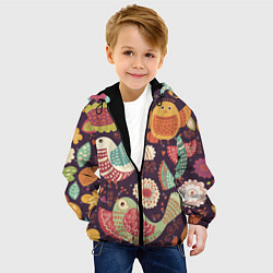 Куртка с капюшоном детская Птички, цвет: 3D-черный — фото 2
