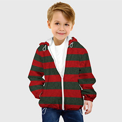 Куртка с капюшоном детская Красно-полосатый, цвет: 3D-белый — фото 2