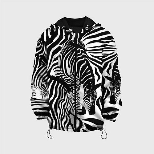 Детская куртка Полосатая зебра / 3D-Черный – фото 1